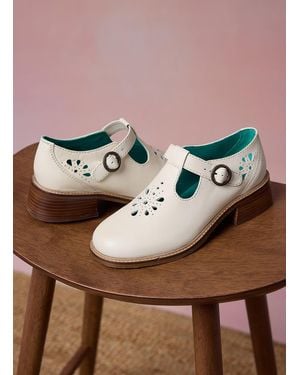 Joanie Clothing Lyon Leather T-Bar Shoes - Brown