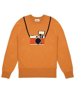 Joanie Clothing Wes Vintage Camera Graphic Intarsia Sweater - Blue