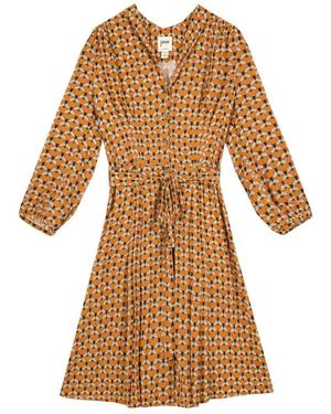 Joanie Clothing Barbara Bee Print Button-Through Dress - Natural