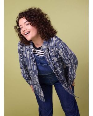 Joanie Clothing Sharon Rocket Print Oversized Shirt- Uk - Blue