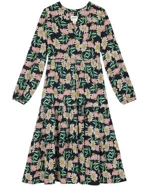 Joanie Clothing Cady Daisy Print Long Sleeve Smock Dress-Large (Uk 16-18) - Pink