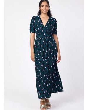 Joanie Clothing Albertine Leopard Print Midaxi Dress- Uk - Blue