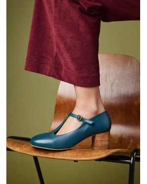 Joanie Clothing Lille Leather T-Bar Dolly Shoes - Green