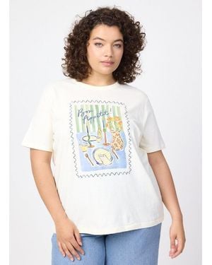Joanie Clothing Rendezvous Bon Appetit Graphic Slogan Tee -L (Uk 16-18) - White