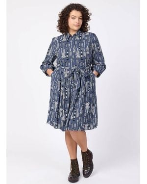 Joanie Clothing Andi Rocket Print Shirt Dress - Blue