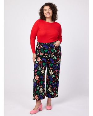 Joanie Clothing Pippa Modern Art Cut Out Print High Waist Trousers- Uk - Red