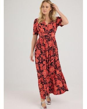 Joanie Clothing Albertine Blooming Floral Print Midaxi Dress- Uk - Red