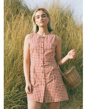 Joanie Clothing Ashley Gingham Boat Neck Mini Dress - Green