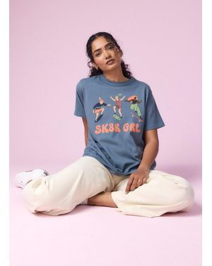 Joanie Clothing Avril Skater Girl Boxy Fit Graphic Tee-L (Uk 16-18) - Pink