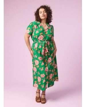 Joanie Clothing Roberta Floral Print Midaxi Tea Dress- Uk - Pink
