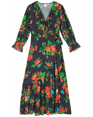 Joanie Clothing Glorie Floral Print Wrap Dress- Uk - Green