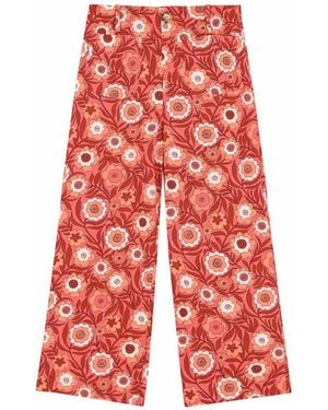 Joanie Clothing Pippa Floral Print High Waist Trousers - Red