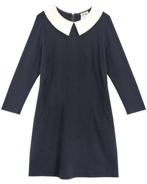 Joanie Clothing Suzy Contrast Collar Jersey Swing Dress - Blue