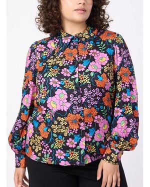 Joanie Clothing Fiona Retro Floral Print Blouse- Uk - White