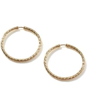 John Hardy Carved Chain Medium Hoop Earring In 18k Gold - Metallic