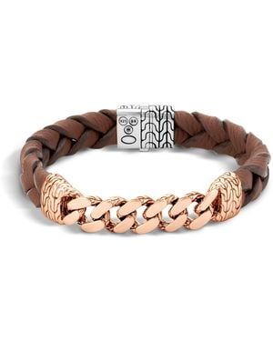 John Hardy Classic Chain Leather Station Bracelet - Brown