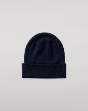 Johnstons of Elgin Braemar Dark Cashmere Beanie - Blue