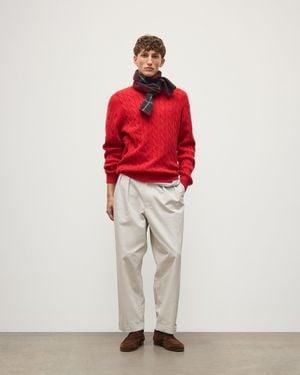 Johnstons of Elgin Calder Cable Cashmere Sweater - Red