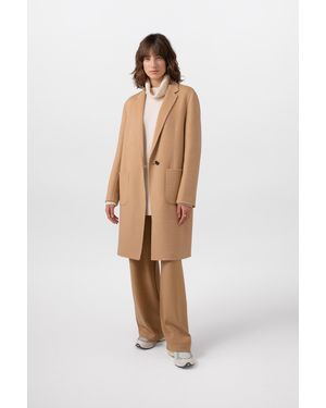 Johnstons of Elgin Classic Camel Cashmere Coat - White