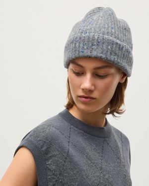 Johnstons of Elgin Traquair Donegal Cashmere Ribbed Beanie - Grey