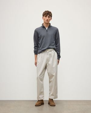 Johnstons of Elgin Reuben Cashmere Zip Neck Sweater - Gray