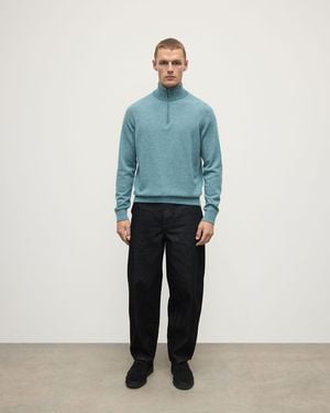 Johnstons of Elgin Cashmere Zip Neck Jumper - Blue