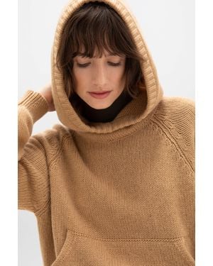 Johnstons of Elgin Oversized Camel Cashmere Hoodie - Brown