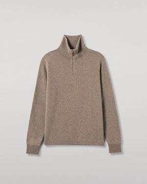 Johnstons of Elgin Tweel Cashmere Half Zip Jumper - White