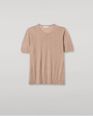 Johnstons of Elgin Boyd Light Superfine Cashmere T-Shirt - Natural