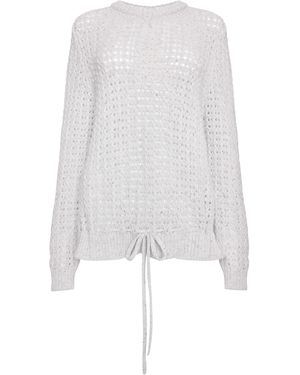 Johnstons of Elgin Donegal Cashmere Crochet Sweater - White