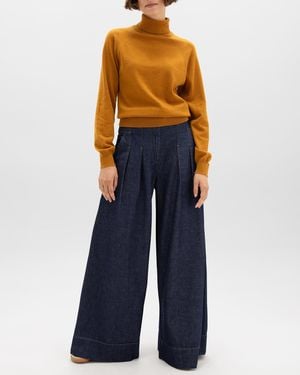 Johnstons of Elgin Cashmere Roll Neck Dark Sweater - Blue