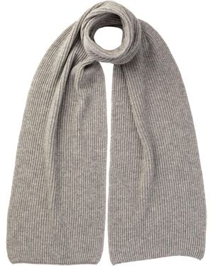 Johnstons of Elgin Light Cashmere Ribbed Scarf - Grey