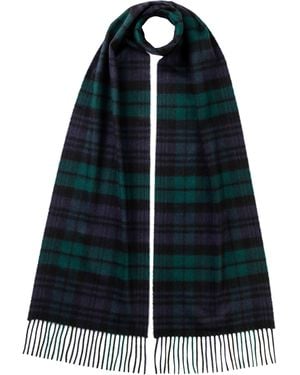 Johnstons of Elgin Watch Tartan Cashmere Scarf - Blue