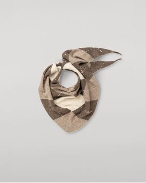 Johnstons of Elgin Clan Argyle Cashmere Bandana - White