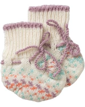 Johnstons of Elgin Fairisle Cashmere Baby Booties - Pink