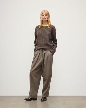 Johnstons of Elgin Macara Pleated Pants - Natural