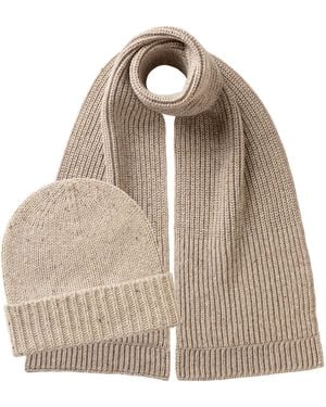 Johnstons of Elgin Donegal Cashmere Hat & Scarf Gift Set - Natural