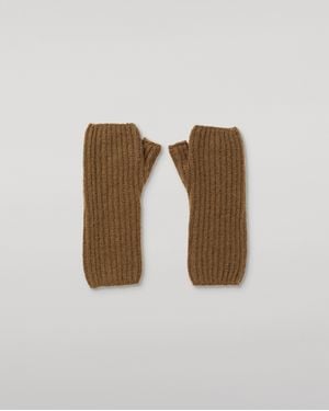 Johnstons of Elgin Della Ribbed Cashmere Wristwarmers - Natural