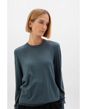 Johnstons of Elgin Superfine Cashmere Round Neck Jumper - Blue