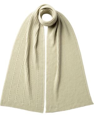 Johnstons of Elgin Cable & Rib Light Cashmere Scarf - Natural