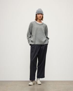 Johnstons of Elgin Maggie Reverse Stitch Cashmere Sweater - Gray