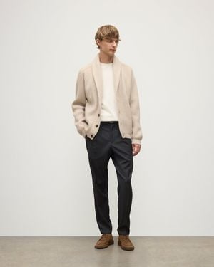 Johnstons of Elgin Pioneer Natural Shawl Collar Cashmere Cardigan - White