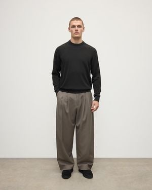 Johnstons of Elgin Classic Cashmere Dark Round Neck Jumper - Grey