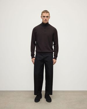 Johnstons of Elgin Classic Cashmere Dark Zip Neck Jumper - Black