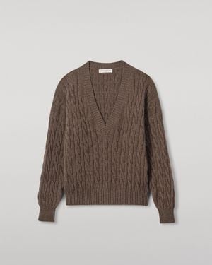 Johnstons of Elgin Kylesku Deep V Cashmere Jumper - White