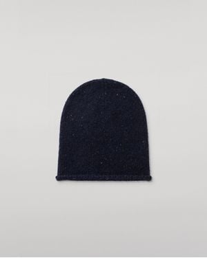 Johnstons of Elgin Tiree Donegal Cashmere Beanie - Blue