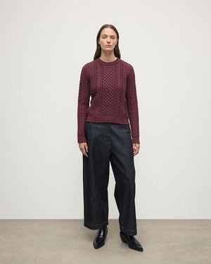 Johnstons of Elgin Aran Cable Cashmere Sweater - Red