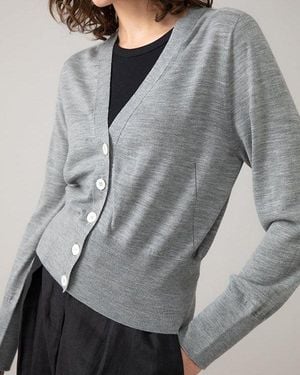 Johnstons of Elgin Superfine Merino Cropped Cardigan - Gray