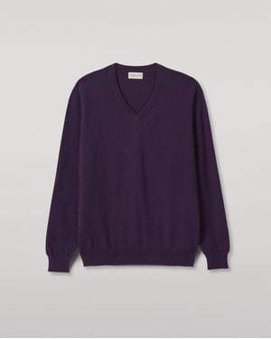 Johnstons of Elgin Reuben Cashmere Crew Sweater - Purple