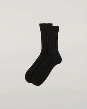 Johnstons of Elgin Cashmere Ribbed Socks - Black